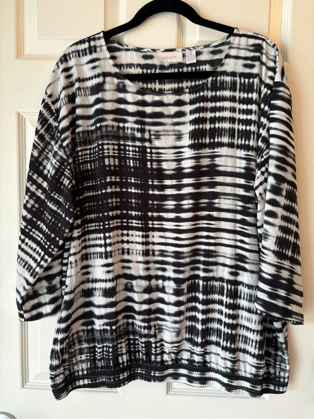 Chico's Black White Patterned Women's Top